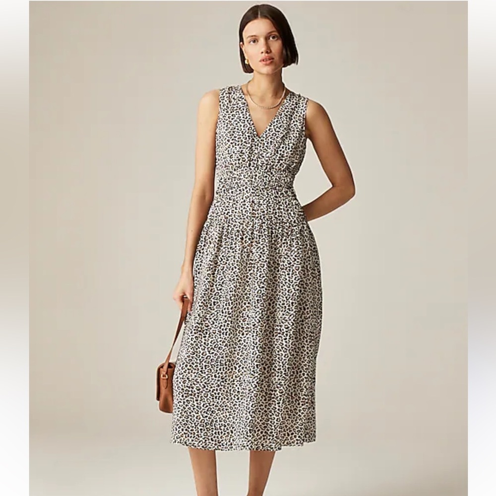 J. Crew Black and White Patterned Midi Dress